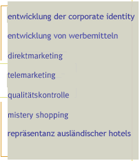 entwicklung der corporate identity,entwicklung von werbemitteln,direktmarketing,telemarketing,qualit&auml;tskontrolle,mistery shopping